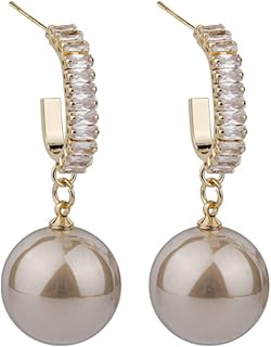 JDL WAY EVER - 925 silver pearl earrings, Classic Earrings in French metal shiny in zircon for women, comfortable brilliant metal earrings.. Need it fast? Need it cheap? Choose DIAYTAR Nigeria.