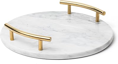 1chase® Round white marble tray with golden handle - trinket tray, coffee table top, bathroom tray, decorative tray 25 cm.. Discover the perfect balance of price and convenience with DIAYTAR NIGERIA's nationwide e-commerce platform.