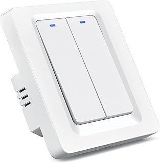 WiFi smart lighting switch, no required neutral wire, intelligent wall switch with remote control, voice and timer control, compatible with Alexa and Google Assistant, easy to install (2 gangs, 1 l wire).. For everyday items and more, trust DIAYTAR Nigeria.