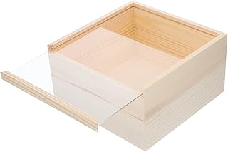 Unfinished wood box subfox with transparent sliding cover, virgin natural natural wood jewelry showcase (18 x 10).. Shop across boundaries with DIAYTAR NIGERIA's comprehensive catalog delivered nationwide at budget rates.
