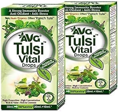 AVG Tulsi Vital Drops Drops of water, Tulsi Punch - 30 ml (without preservatives, packaged in a glass bottle) - Package of 2.. DIAYTAR NIGERIA: Nigeria's answer to affordable online shopping with reliable 5-8 day delivery guarantee.