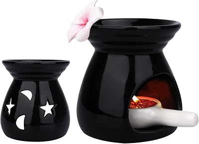 HOMARKET 1 Set of oil burners and melting aromatherapy, ceramic aroma burner, essential oil diffuser and flap heater for the bedroom decoration (black).. Experience the simplicity of DIAYTAR NIGERIA's extensive marketplace with delivery within 8 days.