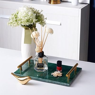 Vanity semi-platform, vanity tray for high furniture, bedside table, office storage, bathroom, bedroom, vanity tray for perfume, interior decoration (green).. DIAYTAR NIGERIA brings a world of products to your fingertips with affordable prices and quick delivery.