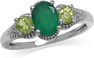 Sterling 925 silver ring of 1.06 carat plated white gold, green agate and natural natural-marine.. Experience shopping without stress at DIAYTAR NIGERIA's comprehensive and budget-friendly platform.