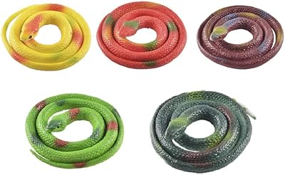5 pieces in realistic rubber snake false snake plastic snake snake colorful toy stormable snakes to frighten birds decoration of festive garden accessories.. DIAYTAR NIGERIA revolutionizes e-commerce with our affordable prices and dependable delivery timeframes.