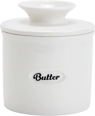 U-Home Placelain plastic butter container with counter cover, ceramic butter jar with water line, perfect consistency to spread (white).. Your shopping aspirations fulfilled at DIAYTAR NIGERIA with competitive prices and reliable delivery.