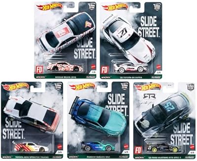 Complete set of 5 vehicles molded under pressure from Hot Wheels Premium Car Culture Street Slide Wise.. DIAYTAR NIGERIA: Your trusted marketplace that combines variety, affordability and reliable shipping.