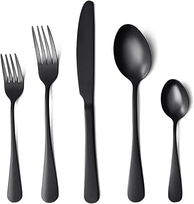 Set of cutlery 20 pieces in silver black stainless steel for 4 people, mirror finish, dishwasher pass.. DIAYTAR NIGERIA: Where every shopping need is met with affordable prices and timely delivery.