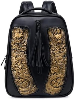 Fashionae - Vintage PU leather backpack for women, embossing, waterproof bags for laptop, fashionable backpacks, retro satchels for girls (black and gold from kSa).. Your complete shopping solution, DIAYTAR NIGERIA delivers variety and value within the week.