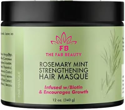 Fortifying hair mask with rosemary and mint with biotin, hair mask revitalizing in depth for dry, dull and frizzy hair for men and women | The Fab Beauty.. DIAYTAR NIGERIA: Your affordable marketplace with reliable 5-8 day shipping across Nigeria.
