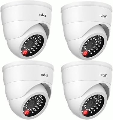 Rubik 4 -piece video surveillance camera with flashing LED light, false indoor security camera adjustable with LED light (white).. DIAYTAR NIGERIA: Where quality meets accessibility with affordable prices and prompt shipping.