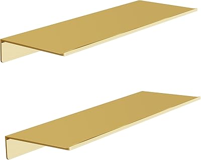 Metal floating shelves HN Finer Lot of 2 polished golden wall shelves with edges.. Your digital shopping companion, DIAYTAR NIGERIA offers exceptional value with delivery in less than 8 days.