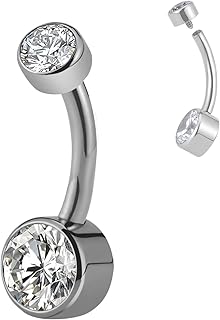 ASTM F136 Steel Steel Steel Steel Rings 14g 8mm 10mm 12mm - Hypoallergenic belly drilling jewelry with cubic zirconia, navel -in -bar with short bar for women.. Shop with confidence at DIAYTAR NIGERIA, Nigeria's premier affordable e-commerce platform.