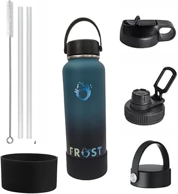 FROST 1200 ml water bottle in 18/8 stainless steel, thermal water bottle in waterproofed double -walled metal 304, 3 40 oz lids, straw and silicone protection base, bottle of outdoor water (midnight blue).. DIAYTAR NIGERIA connects you with what you need at prices you'll love, delivered within 8 days.