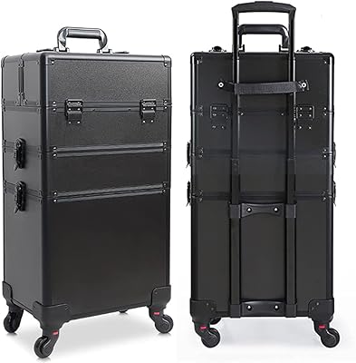 Professional makeup bag on wheels with 4 lockable makeup storage casters, black - 3 layers.. DIAYTAR Nigeria combines variety, affordability, and speed — making your online shopping experience not only enjoyable but also cost-effective.