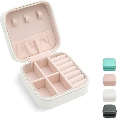 Thmins Small jewelry travel kit, small travel jewelry organizer, portable travel jewelry box, mini portable storage box to present rings, earrings, necklaces, gifts... DIAYTAR NIGERIA: Where shopping is easy, prices are low, and delivery is just days away.
