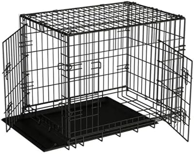 Miss Tiara dog cage of medium and large size, black foldable cage with 2 doors with metal chewing tray.. DIAYTAR NIGERIA: Your one-stop e-commerce destination with affordable prices and nationwide delivery in 5-8 days.