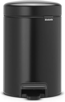 Brabantia pedal bin with interior plastic bucket by Newycon, matt black - 3 liters, 113321.. DIAYTAR NIGERIA brings the market to your fingertips with affordable prices and prompt delivery service.