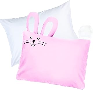 Fluff Kinder baby pillow with rabbit pattern cushion cover - pink - 33 x 46 cm, durable, hypoallergenic and machine washable with envelope closure. Perfect for the toddler's bed, the baby bedding set, the infant and the trips - pink.. Great deals and fast delivery — the DIAYTAR Nigeria guarantee.