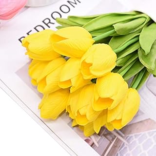 10 pieces of artificial flowers, bouquets of tulips in real touch for the house, the office, the wedding festival, artificial flowers that do not darker (yellow).. DIAYTAR NIGERIA combines affordability, variety, and convenience with nationwide delivery services.