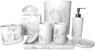 Set of white marble bathroom accessories - 8 pieces.. DIAYTAR NIGERIA: Your affordable gateway to thousands of products delivered within a week.
