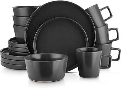 Cuban table service Stone Lian, 16 rooms, service for 4 people, matt black.. Shop without boundaries at DIAYTAR NIGERIA, offering affordable products with convenient delivery times.