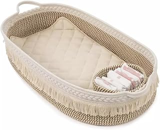 Baby changing basket with waterproof foam pillow cover and woven storage box, Bohemian style Moïse basket, gift for parents.. DIAYTAR NIGERIA: Bringing quality products to every Nigerian home at prices everyone can afford.