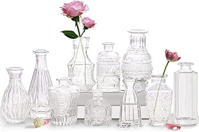 Jafest set of 10 small glass vases with bud flowers.. DIAYTAR NIGERIA makes every shopping desire a reality with affordable prices and delivery in 5-8 days.