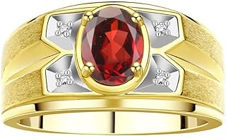 Rylos men's ring with precious stones of oval shape and real sparkling diamonds, silver 14-carat yellow gold plated, color stone. 925-8x6mm.. Navigate through thousands of products at pocket-friendly prices with DIAYTAR NIGERIA's easy-to-use platform.