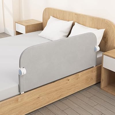 Foldable baby bed barrier TaySter for young children's bed protection, extra bed barrier for toddlers, baby bed barrier, safety fence (gray).. DIAYTAR NIGERIA: The marketplace that brings affordable products to every Nigerian home in under 8 days.