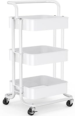 Metal rolling carriage at 3 levels universal utility trolley with storage handle.. From phone accessories to home decor — DIAYTAR Nigeria ships it fast.