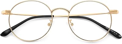 Lifho blue anti -blue light glasses for women and men - Retro glasses with round metal frame and transparent glasses - Anti -UV400/Blu Ray Liviho, M.. Your shopping dreams realized through DIAYTAR NIGERIA's affordable platform with reliable delivery times.