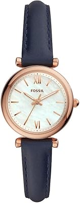 Mini Fossil Carly watch with leather bracelet, mother -of -pearl dial and analog display for women - ES4502.. Your e-commerce hub for everything — DIAYTAR Nigeria has you covered.