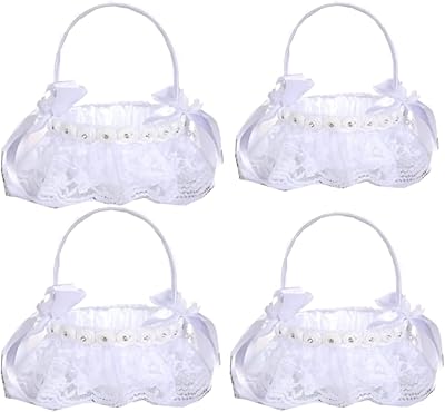 Flower baskets for girls for weddings 4 pieces small white basket with handle.. Every order, every item — DIAYTAR Nigeria delivers fast and reliably.