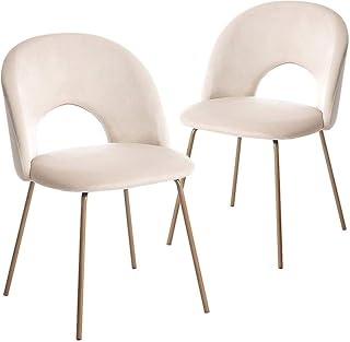 Velvet chair with metal feet for kitchen and dining room, set of 2, beige.. DIAYTAR NIGERIA: Your partner in affordable shopping with nationwide delivery in just 5-8 days.