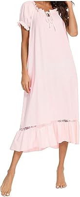 Tuyya Vintage pajama sets summer lace Women's night shirts in white cotton in short cotton with long night sleeves nightwear night clothes (size: m).. Shop from Nigeria's largest product selection at DIAYTAR, with budget-friendly prices and swift delivery.