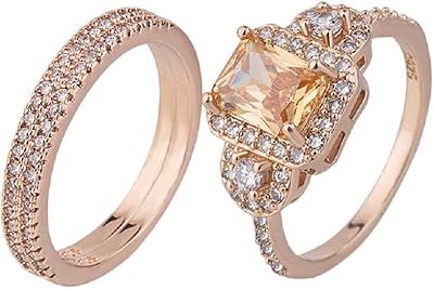 Lzz Fashion Lady Morgan Stone Ring filled with 18 carat pink gold three in one, square cut, cubic zirconia, wedding jewelry, size 6-10 (US 8).. Fast, affordable, and reliable — that’s the DIAYTAR Nigeria experience.
