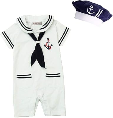 Stylesilove.com Marine Dress in navy blue cotton for children with hat and tie, 3 -room vacation outfit.. You shop, we deliver — quick and easy with DIAYTAR Nigeria.