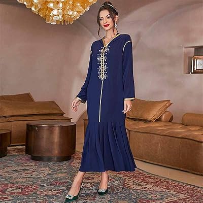 Generic Ramadan Eid Mubarak Abaya Dubai Saudi Arabia Turkish Pakistan Islam Muslim Dress Caftans For Women Djellaba Woman Khimar dress (Color: Dark blue, Size: S).. Your comprehensive marketplace awaits at DIAYTAR NIGERIA with affordable prices and reliable delivery times.