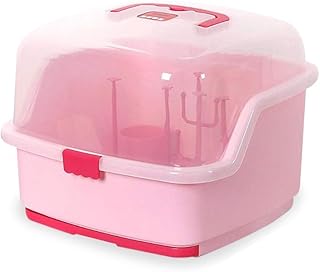Biberon drain with anti-dust cover, large storage box for bottles and baby food organizer (pink).. Big selection, small prices — shop now on DIAYTAR Nigeria.