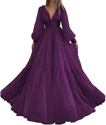 Long sleeve puffy ball gown and V -neck for women.. Your favorite online marketplace — DIAYTAR Nigeria delivers quick and cheap.