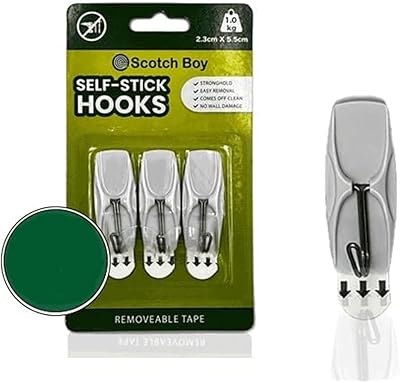Removable sticker hooks Scotch Boy for wall suspension, without tools, removable without damage - For bathroom and kitchen decorations in living spaces - 3 hooks - Size 2.3 x 5.5 cm - Weight supporting 1.0 kg.. DIAYTAR NIGERIA: Bringing affordable shopping solutions with a diverse product catalog delivered nationwide.
