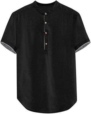 Hauts with short sleeves in fashion for men, loose blouse in united buttoned cotton wool for men, tunic highs.. DIAYTAR NIGERIA: Your affordable shopping destination with thousands of products delivered in days.