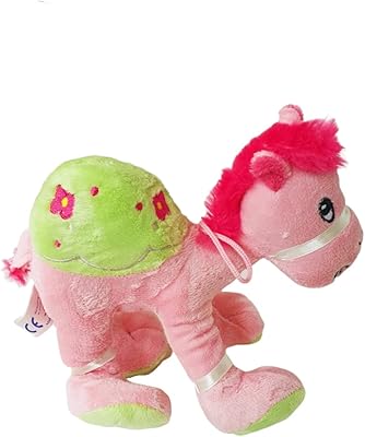 Mignon plush in the shape of camel, pink and green | Souvenir of Dubai | 18 cm.. DIAYTAR NIGERIA: Empowering Nigerians with access to affordable products delivered within 8 days.