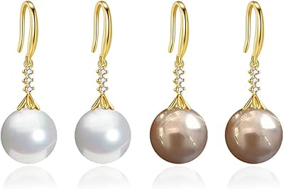 Set of hanging earrings in silver plated pearls, hanging earrings gold plated for women and girls.. DIAYTAR NIGERIA: Your partner in affordable online shopping with dependable delivery within 8 days.