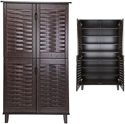 AWF Alwadi Furniture® Spacious and compact wooden shoe cabinet, shoe shelf with 8 sections and 4 doors for entrance and living room, dark brown/wing, h 133 x D 37 x L 75 cm.. DIAYTAR NIGERIA: Your gateway to affordable shopping with thousands of products delivered nationwide.