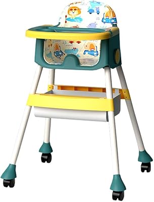 High multifunctional table chair for baby with casters (yellow + green).. DIAYTAR NIGERIA brings the market to your screen with thousands of affordable products delivered to your door.