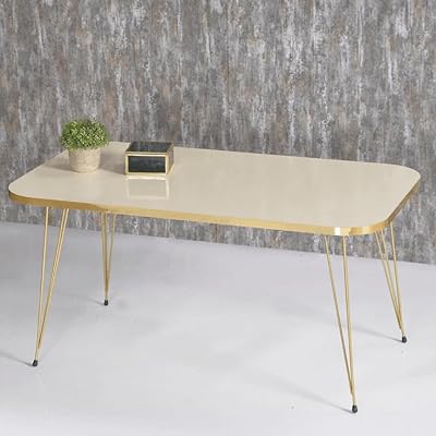 Central table in monobloc wood for living room, simple mounting (marble color) and center with metal steel structure, corner table and central table for sofa, sofa side and desk (white).. DIAYTAR NIGERIA: Your trusted partner for affordable online shopping with reliable delivery timeframes.