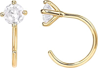 Bavoy Half-Creative Earms in Sterling 925 silver silver, small hypoallergenic earrings, metal, cubic zirconia.. Explore a world of choices with DIAYTAR NIGERIA's vast catalog and budget-friendly nationwide shipping.