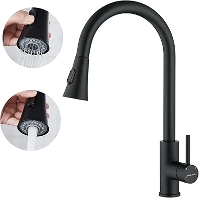 Modern kitchen faucet with extractable sprayer, kitchen sink faucet with unique handle, multi-purpose kitchen faucet in polished nickel for black matt stainless sink.. DIAYTAR NIGERIA: Your trusted partner for affordable online shopping with reliable delivery timeframes.